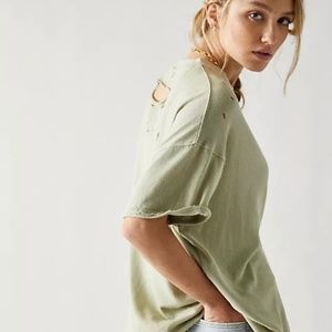 Free People Rubi Short Sleeve Round Neck Distressed